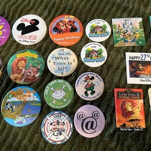 Vintage 80s 90s 00s Disney Button Lot Of 19